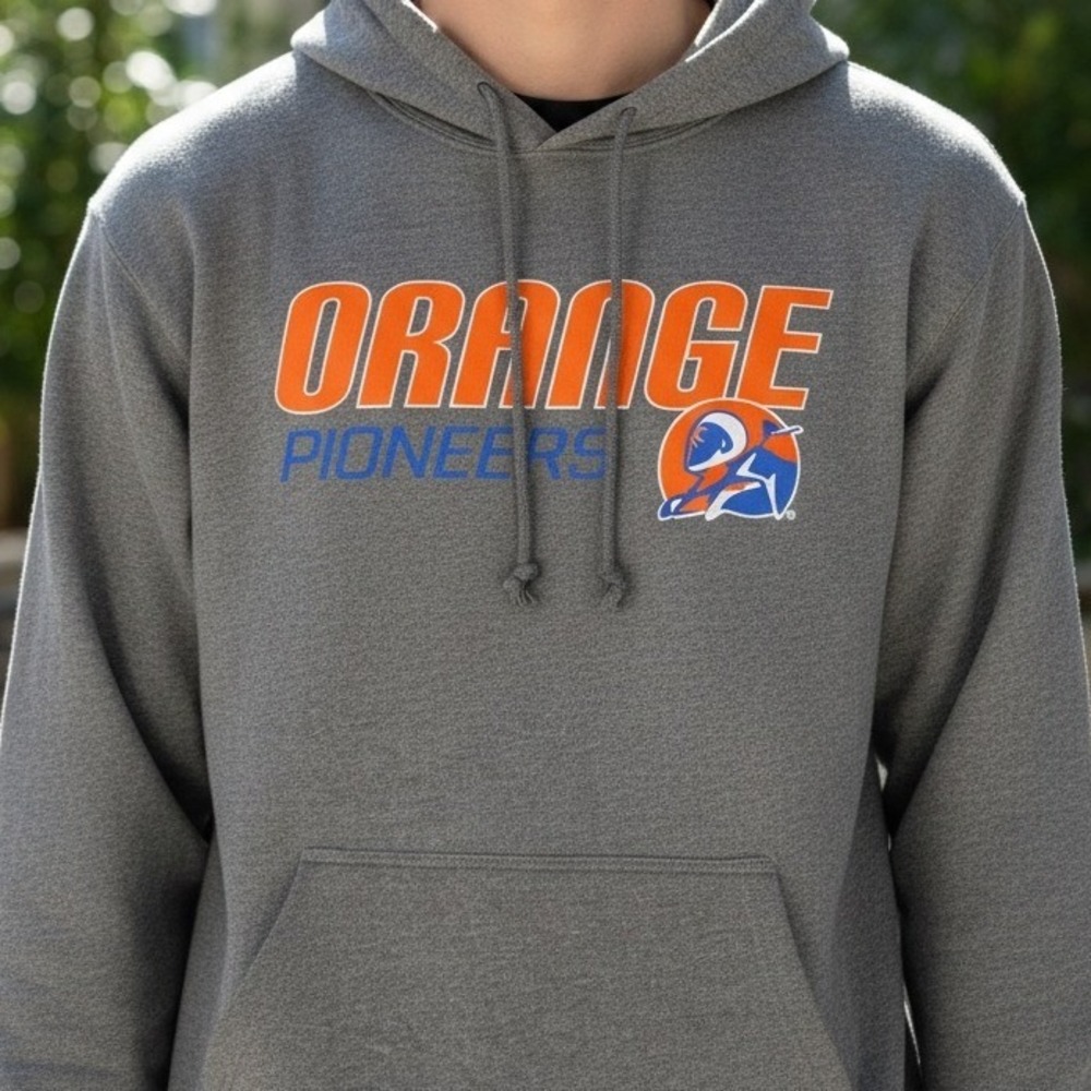 PEL Athletic Orange Pioneers Hoodie Sweatshirt Gray Men's XL‎